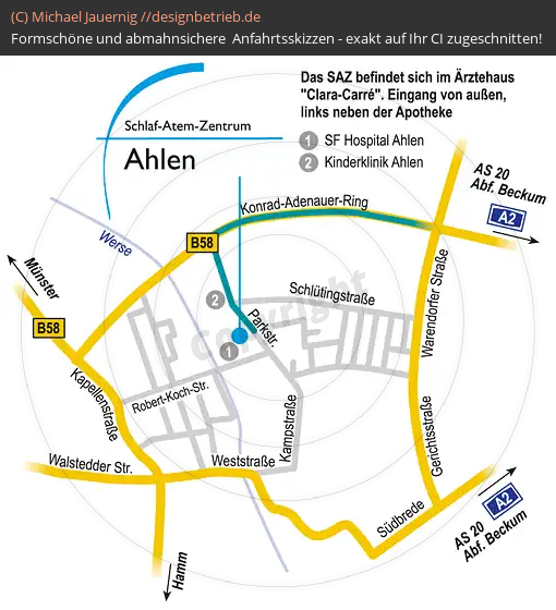 Lageplan Ahlen Parkstraße Schlaf-Atem-Zentrum Löwenstein Medical GmbH & Co. KG (504)