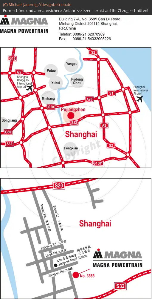 Lageplan Shanghai / China (Übersichtskarte und Detailkarte) MAGNA Powertrain (220)