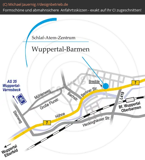 Anfahrtsskizzen erstellen / Anfahrtsskizze Wuppertal Barmen   Löwenstein Medical GmbH & Co. KG (276)