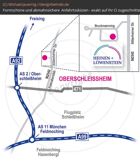 Anfahrtsskizzen erstellen / Anfahrtsskizze Oberschleißheim   Löwenstein Medical GmbH & Co. KG (305)