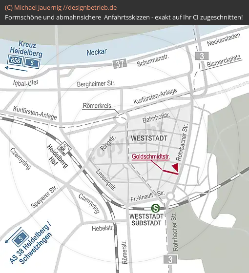 Anfahrtsskizzen erstellen / Anfahrtsskizze Heidelberg   Kalkmann Wohnwerte GmbH & Co. KG (309)
