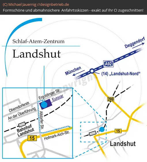 Anfahrtsskizzen erstellen / Anfahrtsskizze Landshut   Löwenstein Medical GmbH & Co. KG (321)