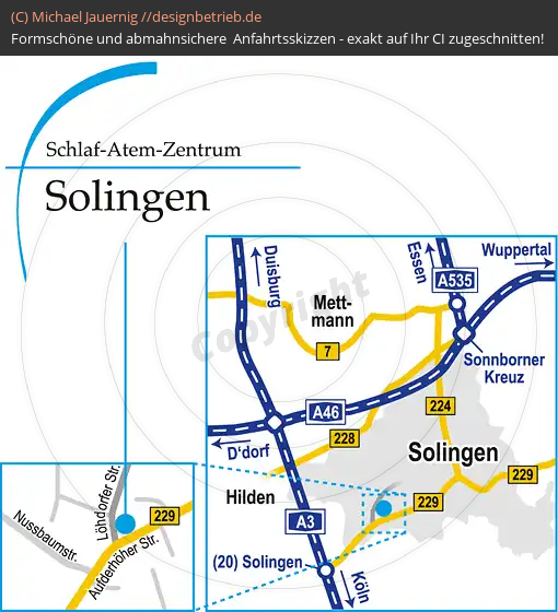 Anfahrtsskizzen erstellen / Anfahrtsskizze Solingen Löhdorfer Straße   Löwenstein Medical GmbH & Co. KG (365)