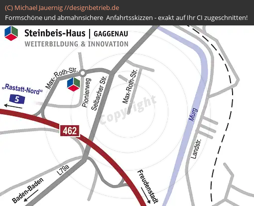 Anfahrtsskizzen erstellen / Anfahrtsskizze Gaggenau Max-Roth-Straße   Steinbeis Business Academy (395)