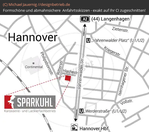 Anfahrtsskizzen erstellen / Anfahrtsskizze Hannover Hischestraße   Sparkuhl GmbH (396)