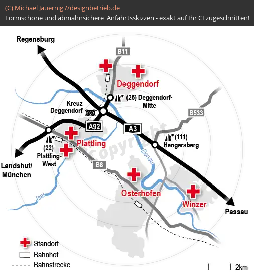 Anfahrtsskizzen erstellen / Anfahrtsskizze Deggendorf Osterhofen Plattling Winzer   Körperschaft des Öffentlichen Rechts Bayerisches Rotes Kreuz (418)
