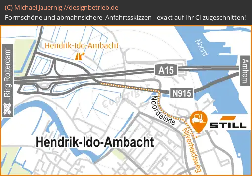 Anfahrtsskizzen erstellen / Anfahrtsskizze Hendrik-Ido-Ambacht bei Rotterdam (Niederlande) Detailskizze   STILL GmbH (433)
