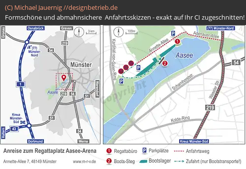 Anfahrtsskizzen erstellen / Anfahrtsskizze Aasee Münster   Münsteraner Regattaverein e.V. (481)