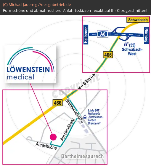Anfahrtsskizzen erstellen / Anfahrtsskizze Kammerstein   Niederlassung Löwenstein Medical GmbH & Co. KG (547)