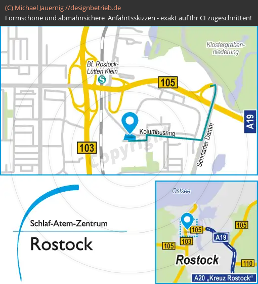 Anfahrtsskizzen erstellen / Anfahrtsskizze Rostock   Schlaf-Atem-Zentrum | Löwenstein Medical GmbH & Co. KG (580)