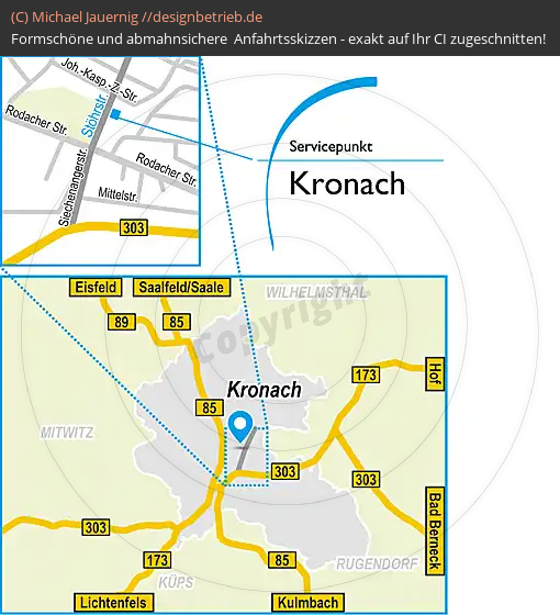 Anfahrtsskizzen erstellen / Anfahrtsskizze Kronach   Servicepunkt | Löwenstein Medical GmbH & Co. KG (591)