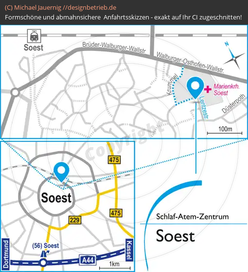 Anfahrtsskizzen erstellen / Anfahrtsskizze Soest   Schlaf-Atem-Zentrum | Löwenstein Medical GmbH & Co. KG (656)