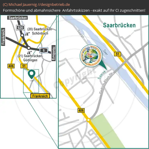 Anfahrtsskizzen erstellen / Anfahrtsskizze Saarbrücken Lageplan  \