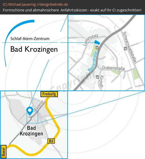 Anfahrtsskizzen erstellen / Anfahrtsskizze Bad-Krozingen Baslerstraße   Schlaf-Atem-Zentrum | Löwenstein Medical GmbH & Co. KG (715)