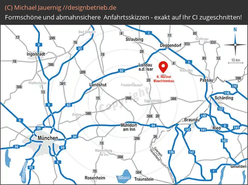 Anfahrtsskizzen erstellen / Anfahrtsskizze Münchsdorf   Lageplan / Übersichtskarte Standort Münchsdorf und Umgebung | Klaus Wallner – Maschinen- Bau und Handel (770)