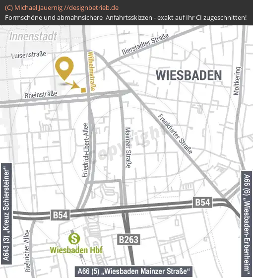 Anfahrtsskizzen erstellen / Anfahrtsskizze Wiesbaden   Detailkarte | Waider Mediendesign (786)